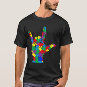 Tag des Bewusstseins Autistic Child Asl Liebe Sign T-Shirt