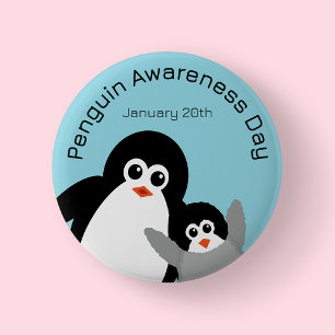 Tag des Bewusstseins für Blaue Pinguine Button