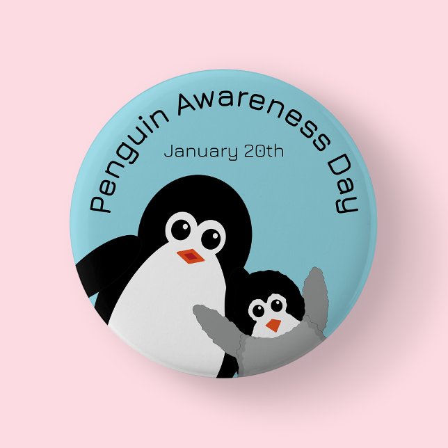 Tag des Bewusstseins für Blaue Pinguine Button (Penguin)