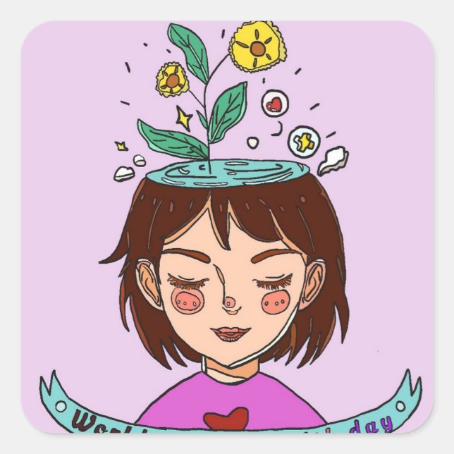 Tag des Bewusstseins für psychische Gesundheit Quadratischer Aufkleber (Vorderseite)