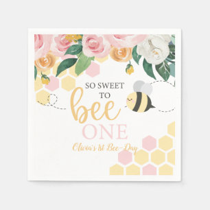 Tag des Bienchen Hummel 1. Geburtstag rosa floral Serviette