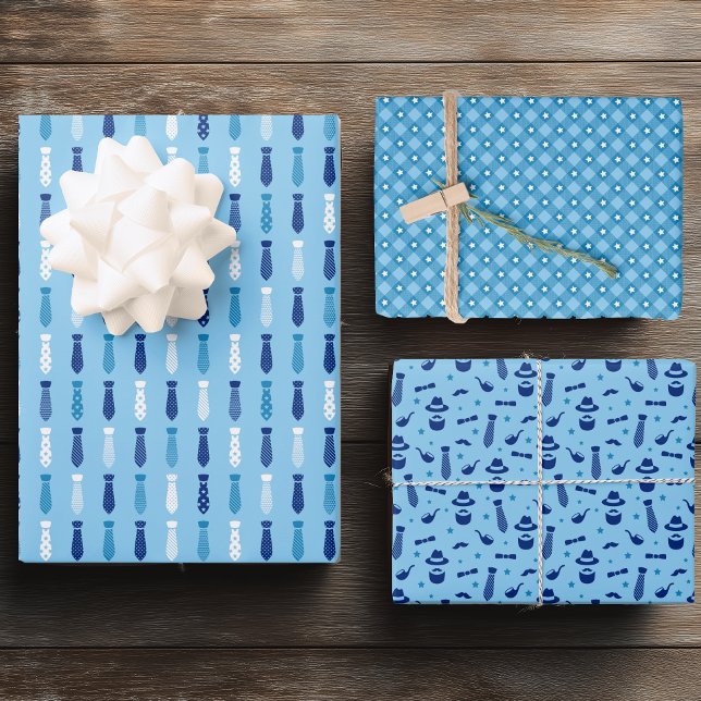 Tag des blauen Vaters Geschenkpapier Set (Fun Father's Day Necktie Wrapping Paper)