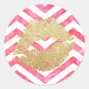 Tag des Chic-der rosa Zickzack Runder Aufkleber