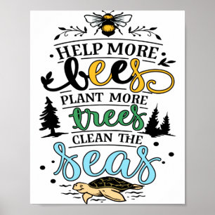 Tag des Erdquotats Helfen Bienen Pflanzen Bäume Sä Poster