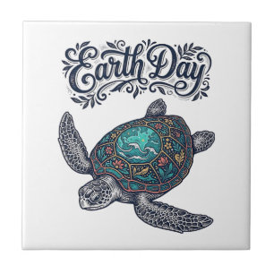 Tag des Erdschildkröte Vintage Stempel Shirt Desig Fliese