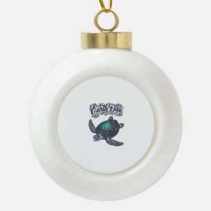 Tag des Erdschildkröte Vintage Stempel Shirt Desig Keramik Kugel-Ornament
