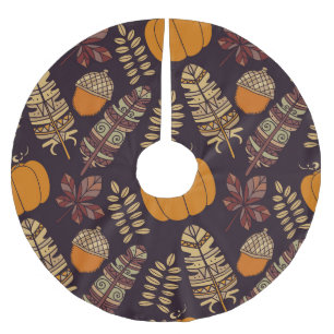 Tag des farbenfrohen Erntedanks, Herbstmuster. Polyester Weihnachtsbaumdecke
