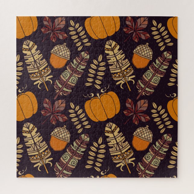 Tag des farbenfrohen Erntedanks, Herbstmuster. Puzzle (Vertikal)
