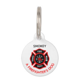 Tag des Feuerwehrhundes mit Namen Haustiermarke