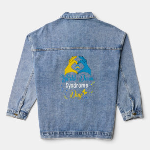 Tag des Herz-in-Hand-Welt-Down-Syndroms Frauen Kin Jeansjacke