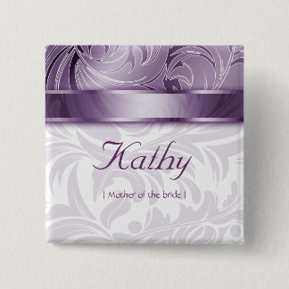 Tag des Hochzeitsnamens Button Leaf Floral Lila Si
