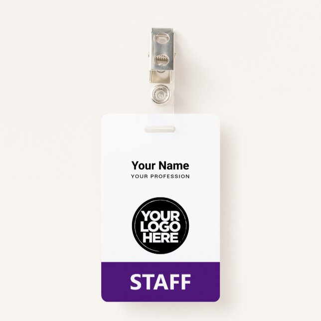 Tag des Logos für lila Firmennamen Ausweis (Vorderseite mit Klammer)