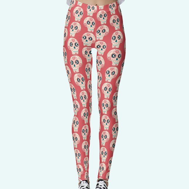 Tag des mexikanischen Zuckerschädels der Leggings (Sugar Skull Day of the Dead leggings)