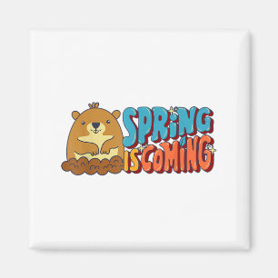 Tag des Murmeltiers Frühling kommt Lustige Männer  Magnet