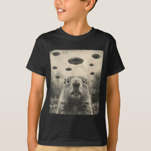 Tag des Murmeltiers Ufo Retro-Grafik Vintage-Alien T-Shirt