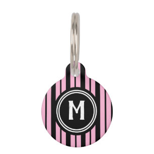 Tag des niedlichen Pastellrosa-Monogramms Haustiermarke