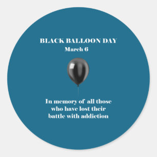 Tag des schwarzen Ballons Überdosierungsbewusstsei Runder Aufkleber