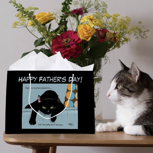 Tag des schwarzen Katzen-Vaters Große Geschenktüte (Von Creator hochgeladen)