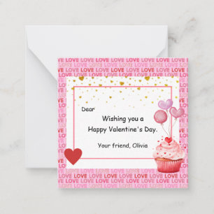 Tag des süßen Cupcake Valentinstag für Kinder Mitteilungskarte
