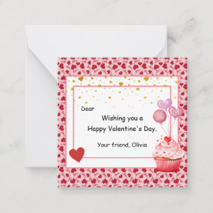 Tag des süßen Cupcake Valentinstag für Kinder Mitteilungskarte