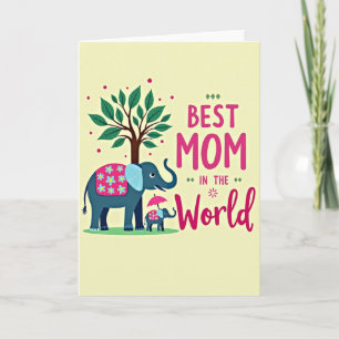 Tag des Teal-Elefanten-Mamas Kunstkarte Karte