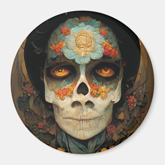 Tag des Toten 1 Fantasy Schädels Magnet (Vorne)