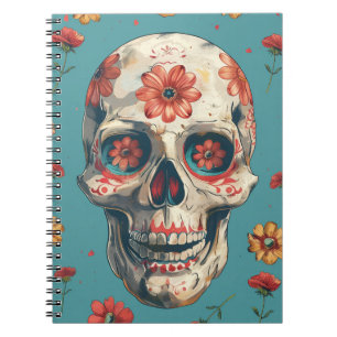 Tag des Toten Designs mit Schädel und Blume Notizblock