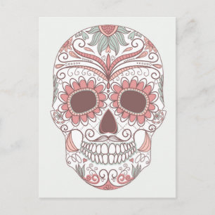 Tag des toten farbenfrohen Schädels mit Blumenbeet Postkarte