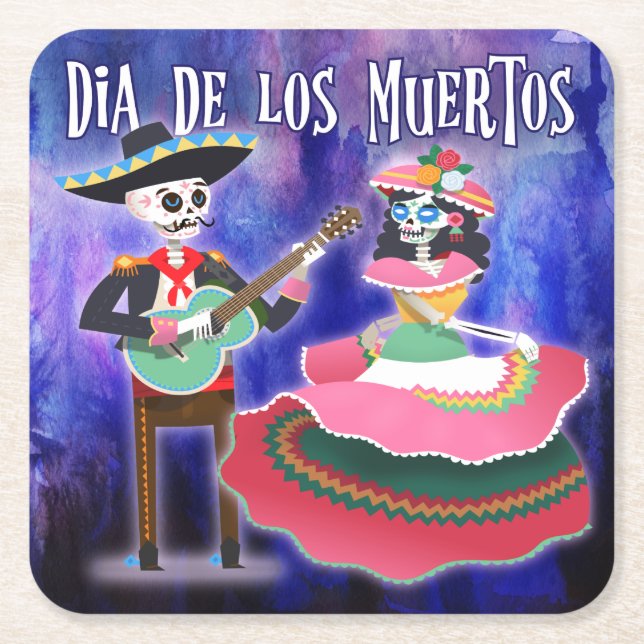 Tag des toten Fiesta-Party Rechteckiger Pappuntersetzer (Vorderseite)