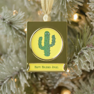 Tag des Toten glücklichen Kakteen Custom Banner-Ornament Gold