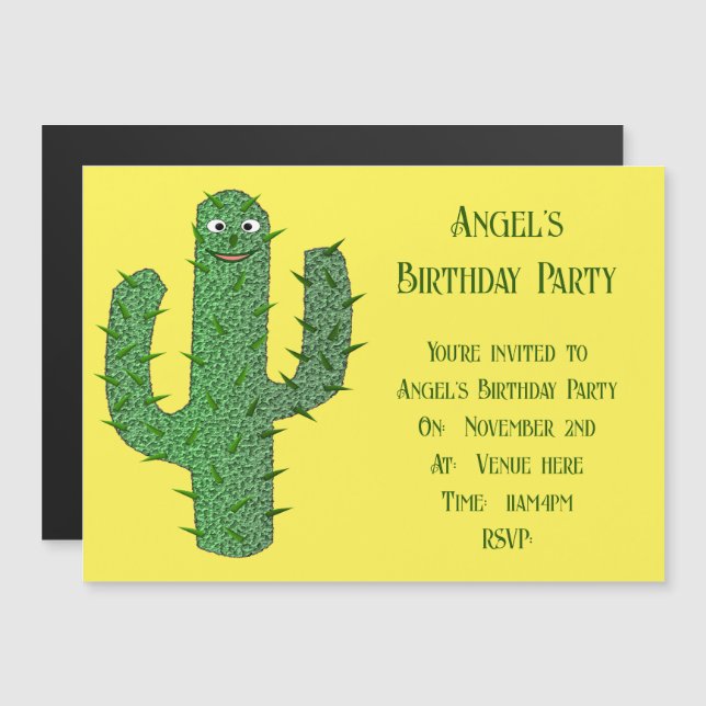 Tag des Toten glücklichen Kakteen Custom Magneteinladung (Vorne/Hinten)