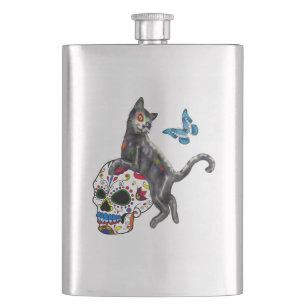 Tag des Toten Katzenzuckers und Schmetterlings Flachmann