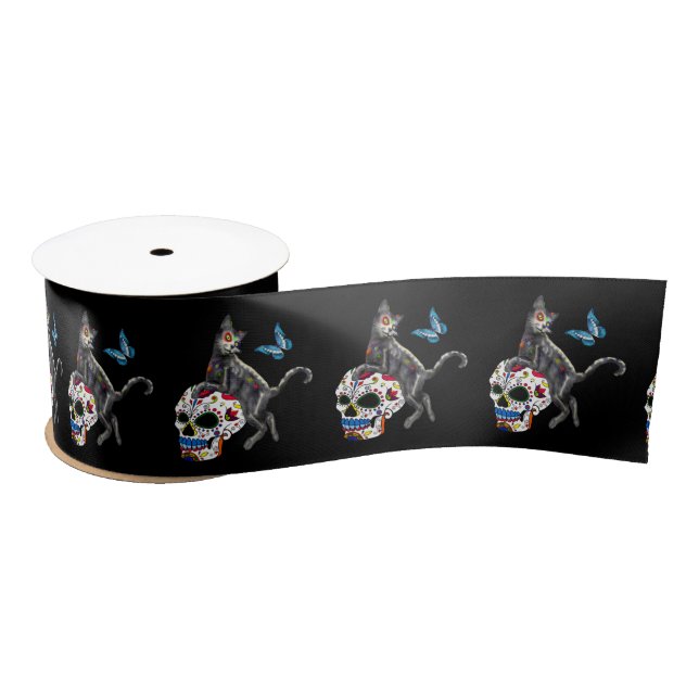 Tag des Toten Katzenzuckers und Schmetterlings Satinband (Spule)