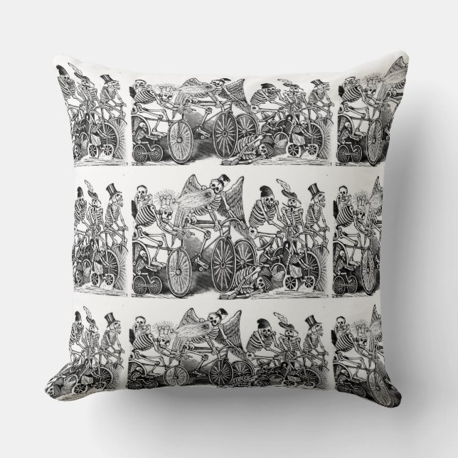 Tag des Toten Kissens - Calavera las biciletas Kissen (Vorderseite)