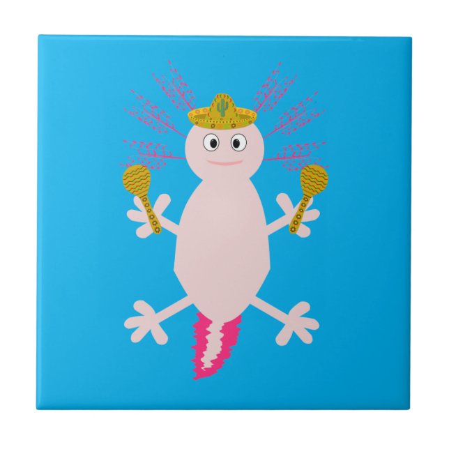 Tag des Toten Mexikanischen Axolotl Fliese (Vorderseite)