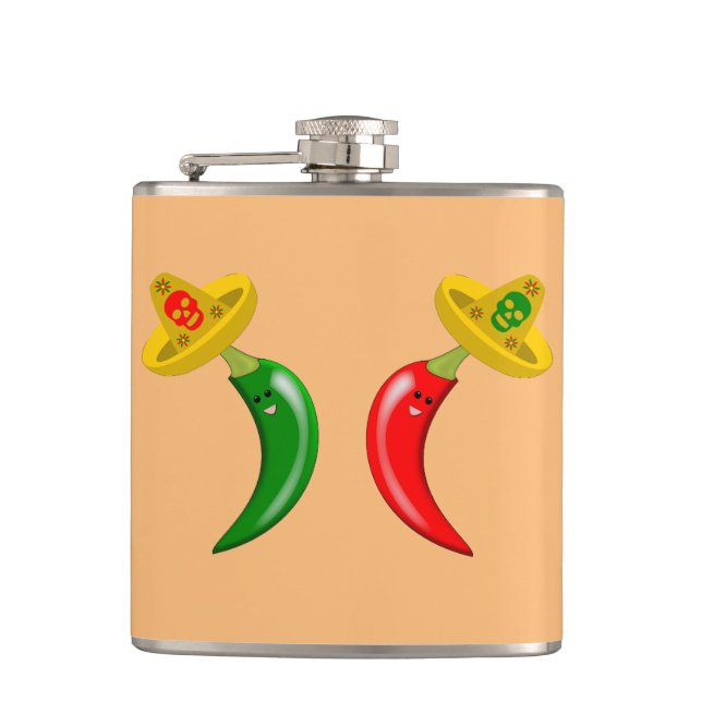 Tag des Toten Mexikanischen Chilis Flachmann (Vorderseite)