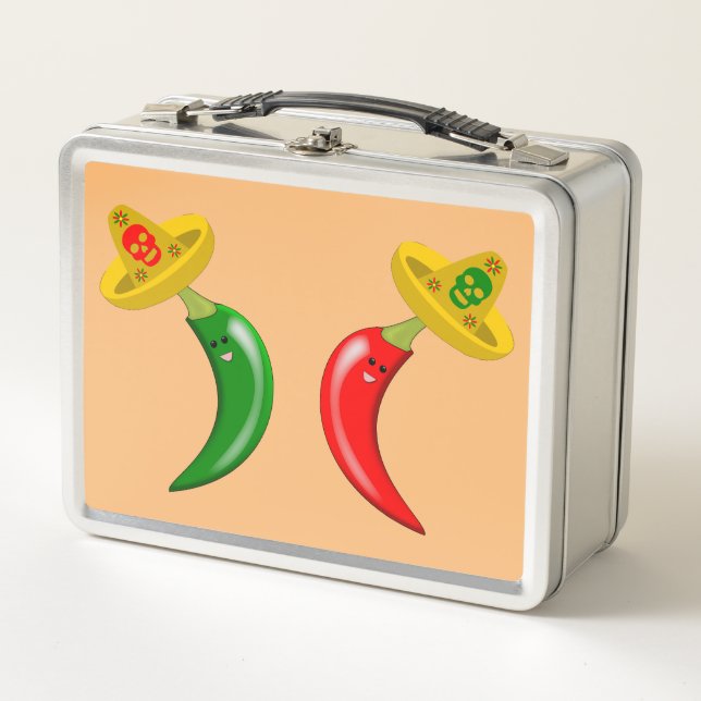 Tag des Toten Mexikanischen Chilis Metall Brotdose (Vorderseite)