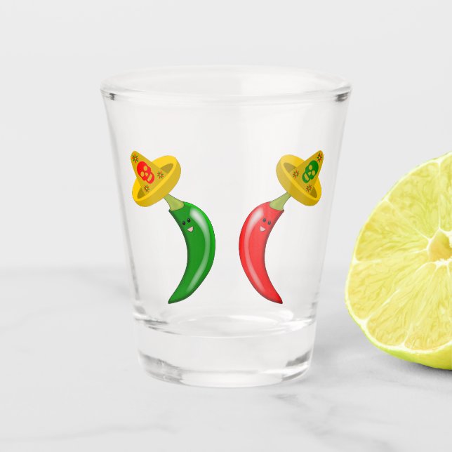 Tag des Toten Mexikanischen Chilis Schnapsglas (Vorderseite)