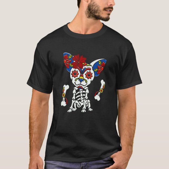 Tag des toten mexikanischen Zuckerschlumpf Chihuah T-Shirt (Vorderseite)