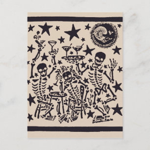 Tag des Toten Party/ Dia Muertos Fiesta Einladungspostkarte