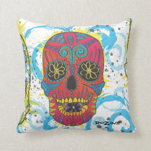 Tag des Toten Regenbogens Skull Daisy Stamm Tattoo Kissen