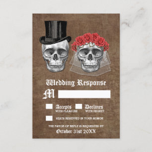 Tag des Toten Schädelkopfes Hochzeitskarten RSVP Karte
