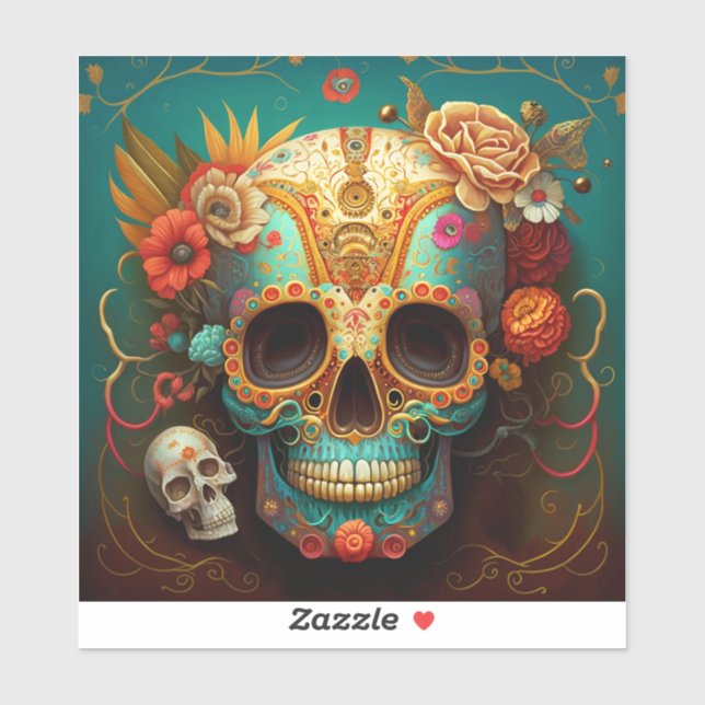 Tag des Toten Schädels Aufkleber (Blatt)