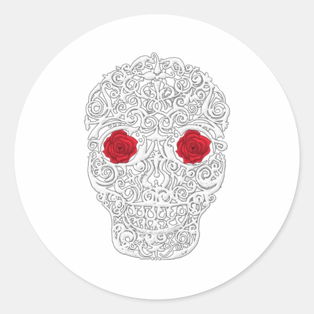 Tag des Toten Schädels Runder Aufkleber (Vorderseite)
