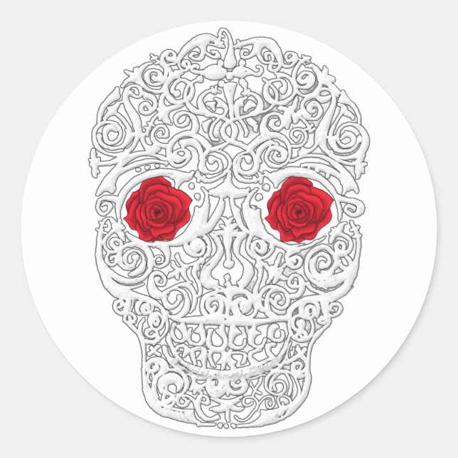 Tag des Toten Schädels Runder Aufkleber (Vorderseite)