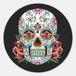 Tag des Toten Schädelstickers Runder Aufkleber