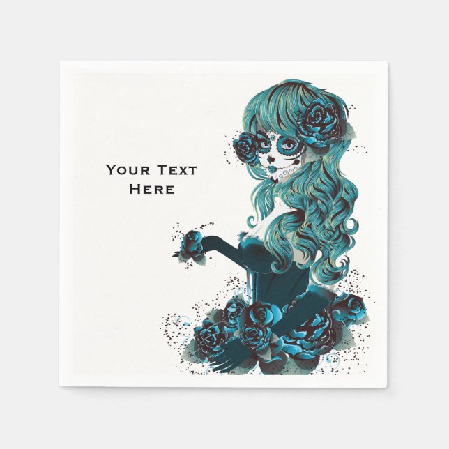 Tag des toten, wunderschönen Zuckerschlumpen-Makeu Serviette (Vorderseite)