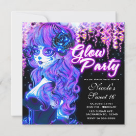 Tag des toten Zuckerhühnermagens glühendes Neon-Pa Einladung