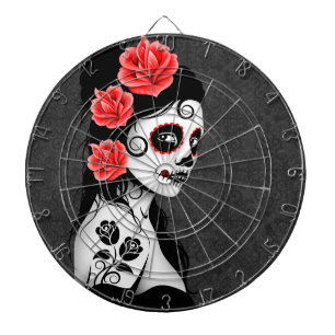 Tag des toten Zuckerschädel-Mädchens - Grau Dartscheibe