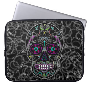 Tag des toten Zuckerschädels - bunt Schwarzes Laptopschutzhülle